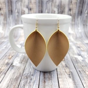 Beautiful Gold pearl Faux Leather Earrings!